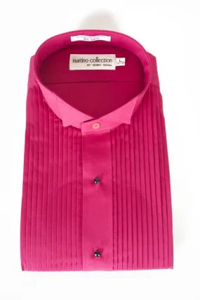 "Gene" Fuchsia Pleated Wingtip Tuxedo Shirt