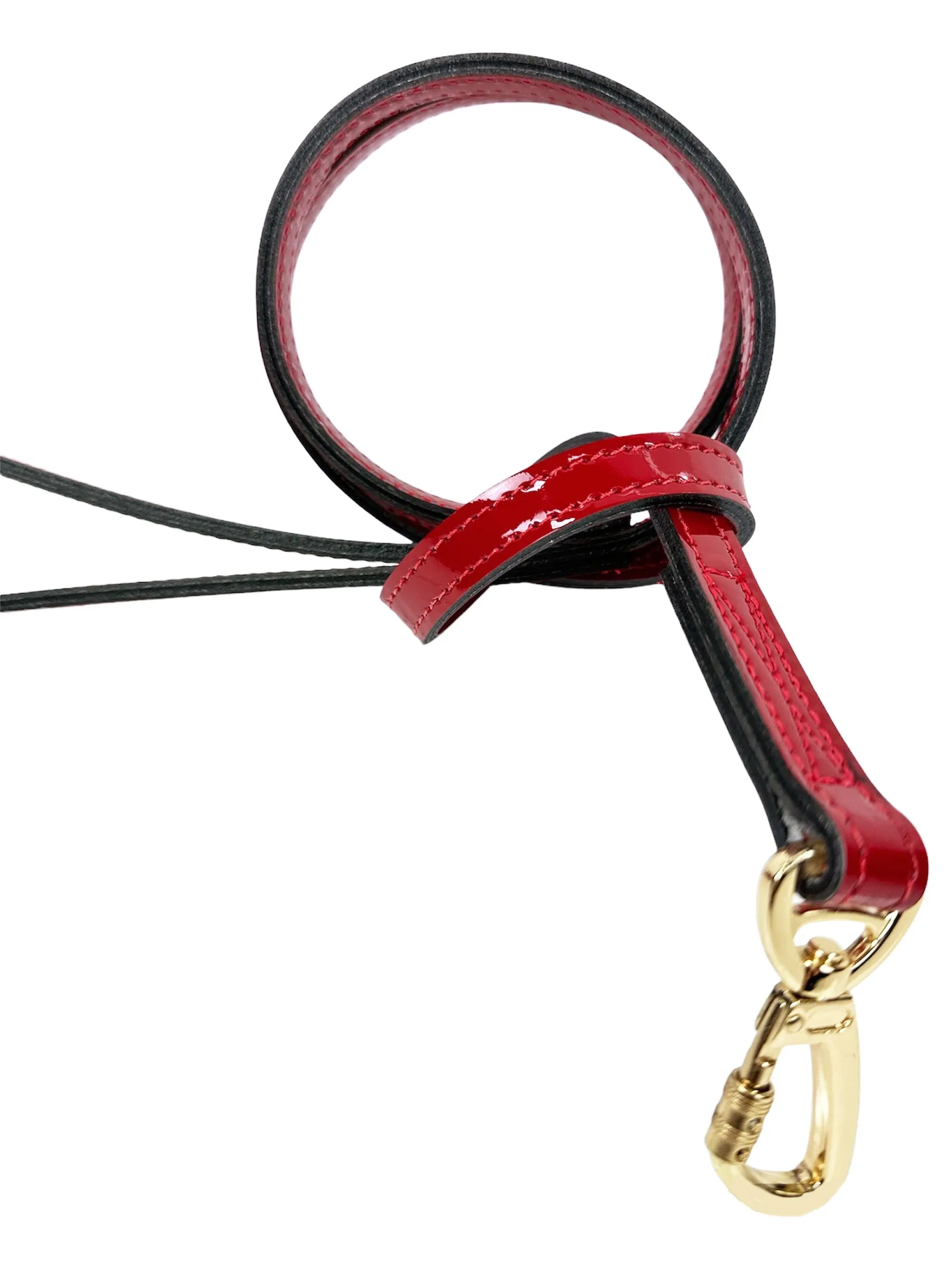 Regency Dog Leash in Ruby Red Patent & Gold