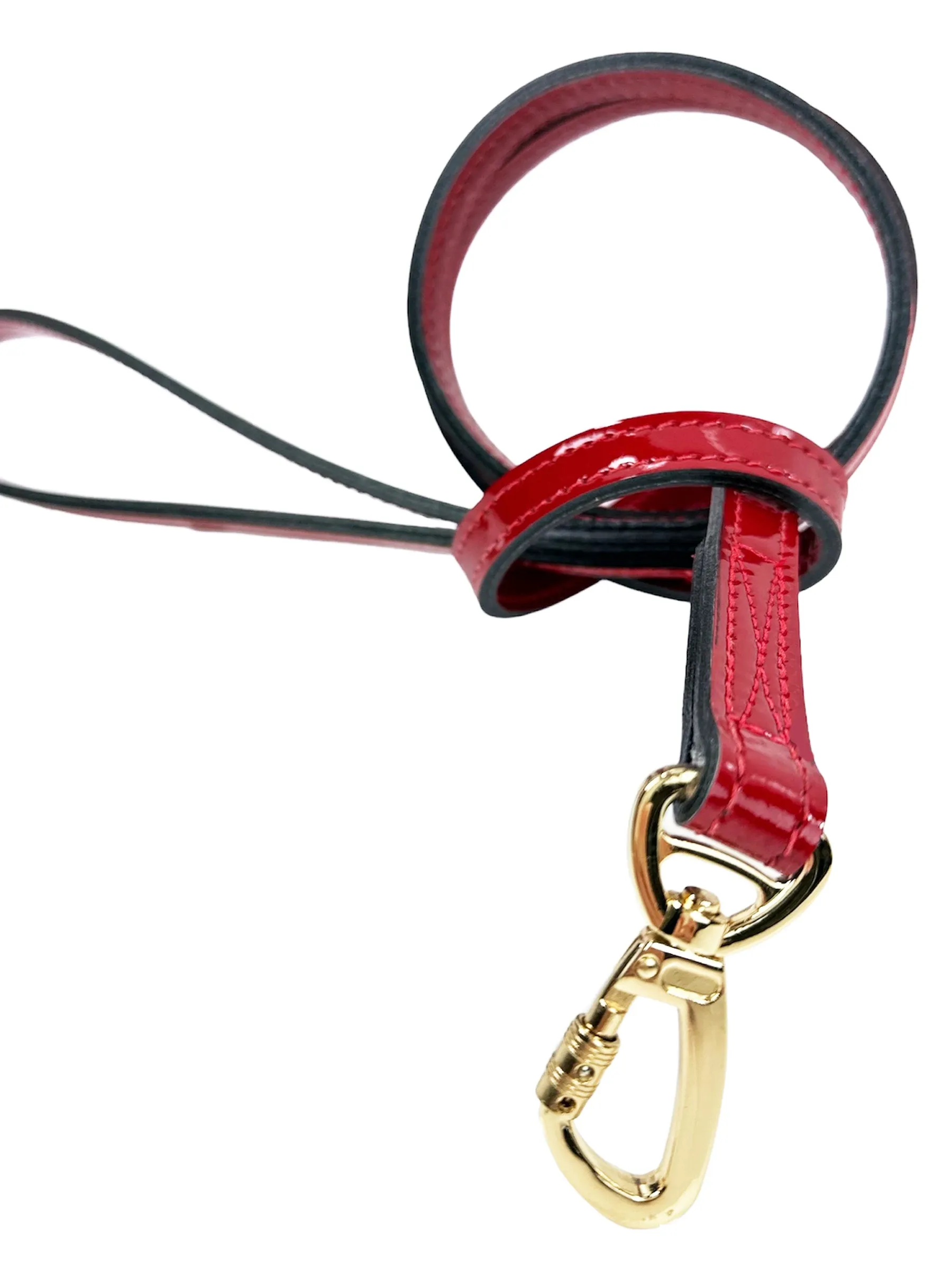 Regency Dog Leash in Ruby Red Patent & Gold