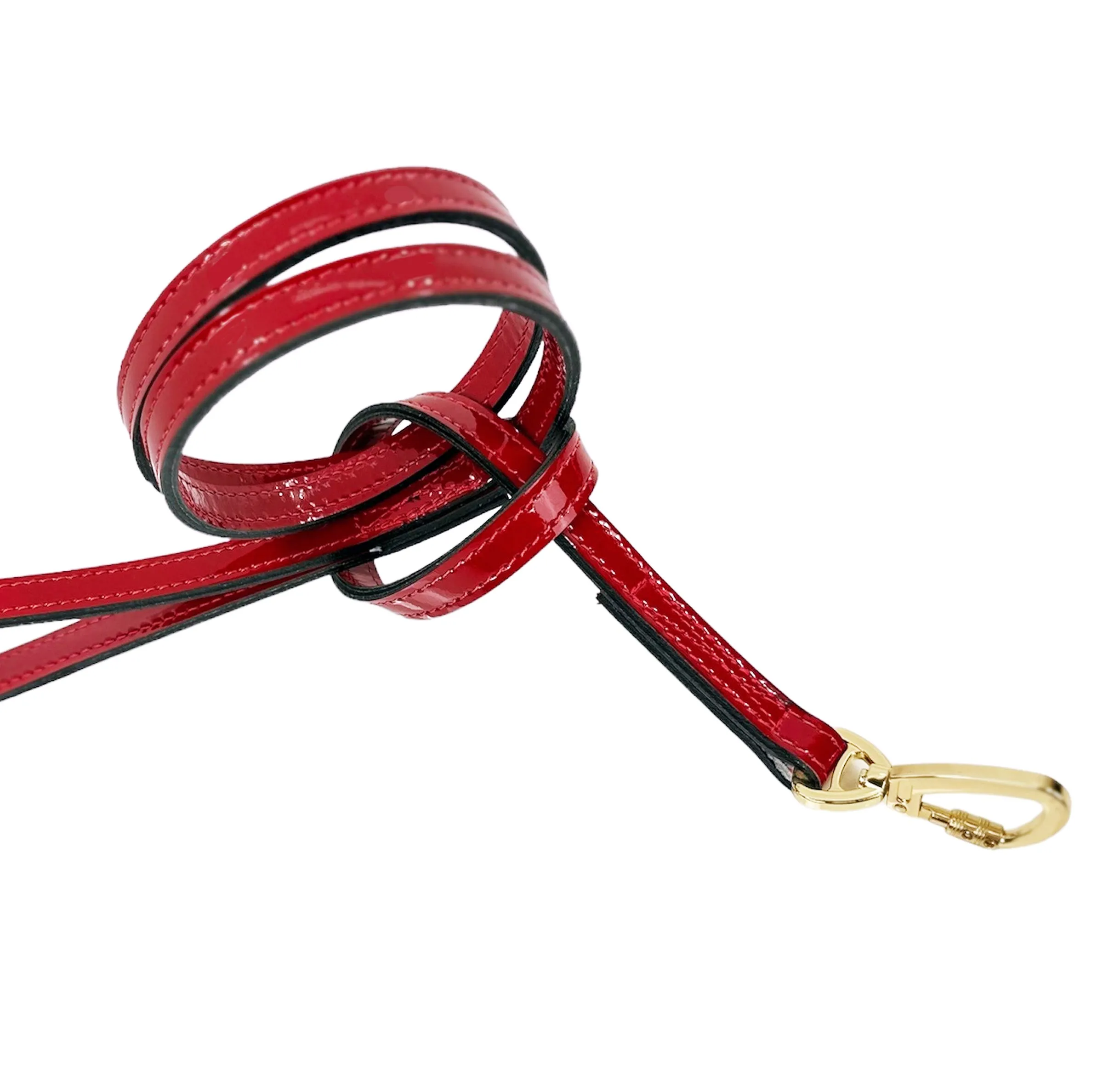 Regency Dog Leash in Ruby Red Patent & Gold