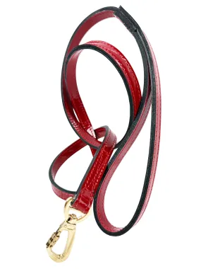 Regency Dog Leash in Ruby Red Patent & Gold