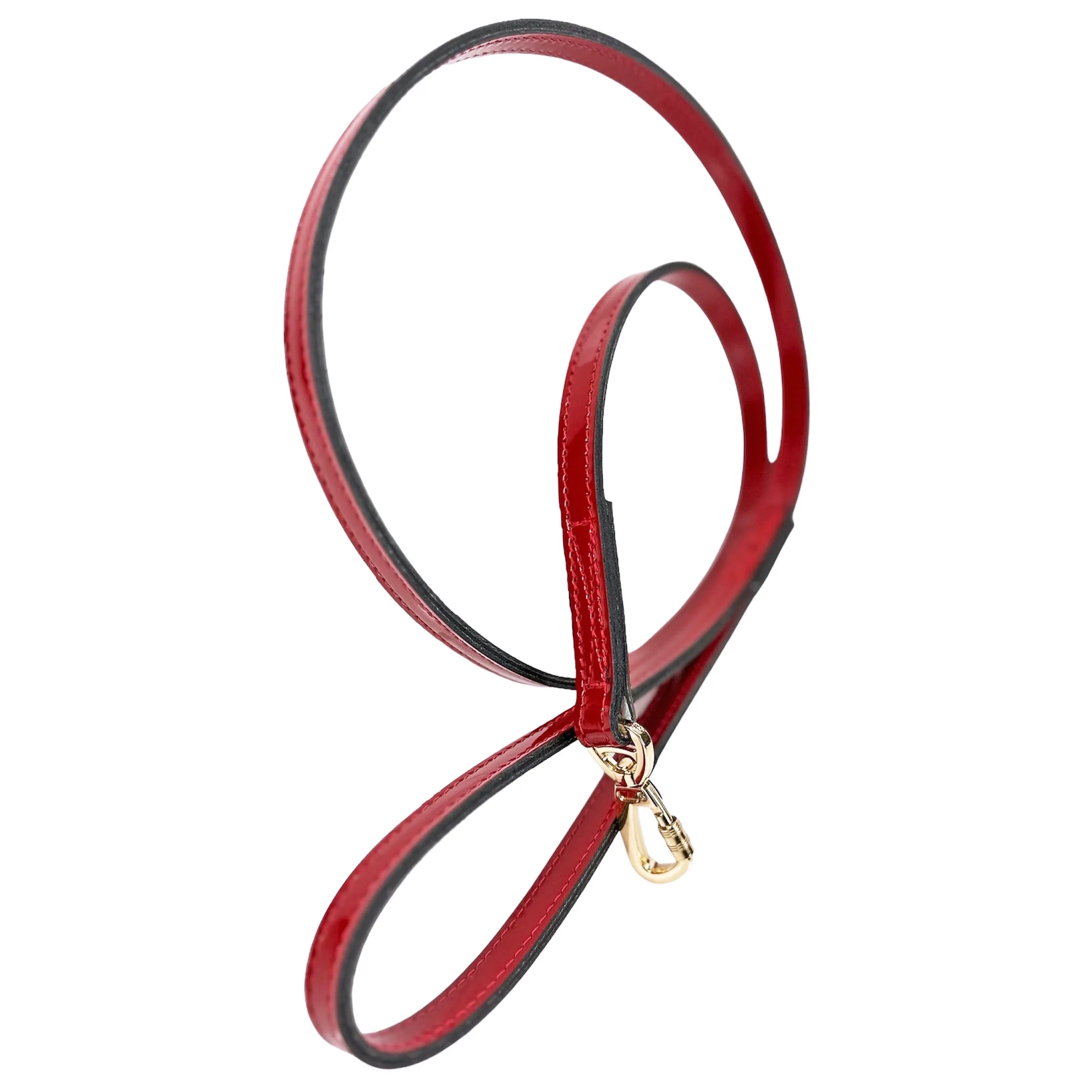 Regency Dog Leash in Ruby Red Patent & Gold