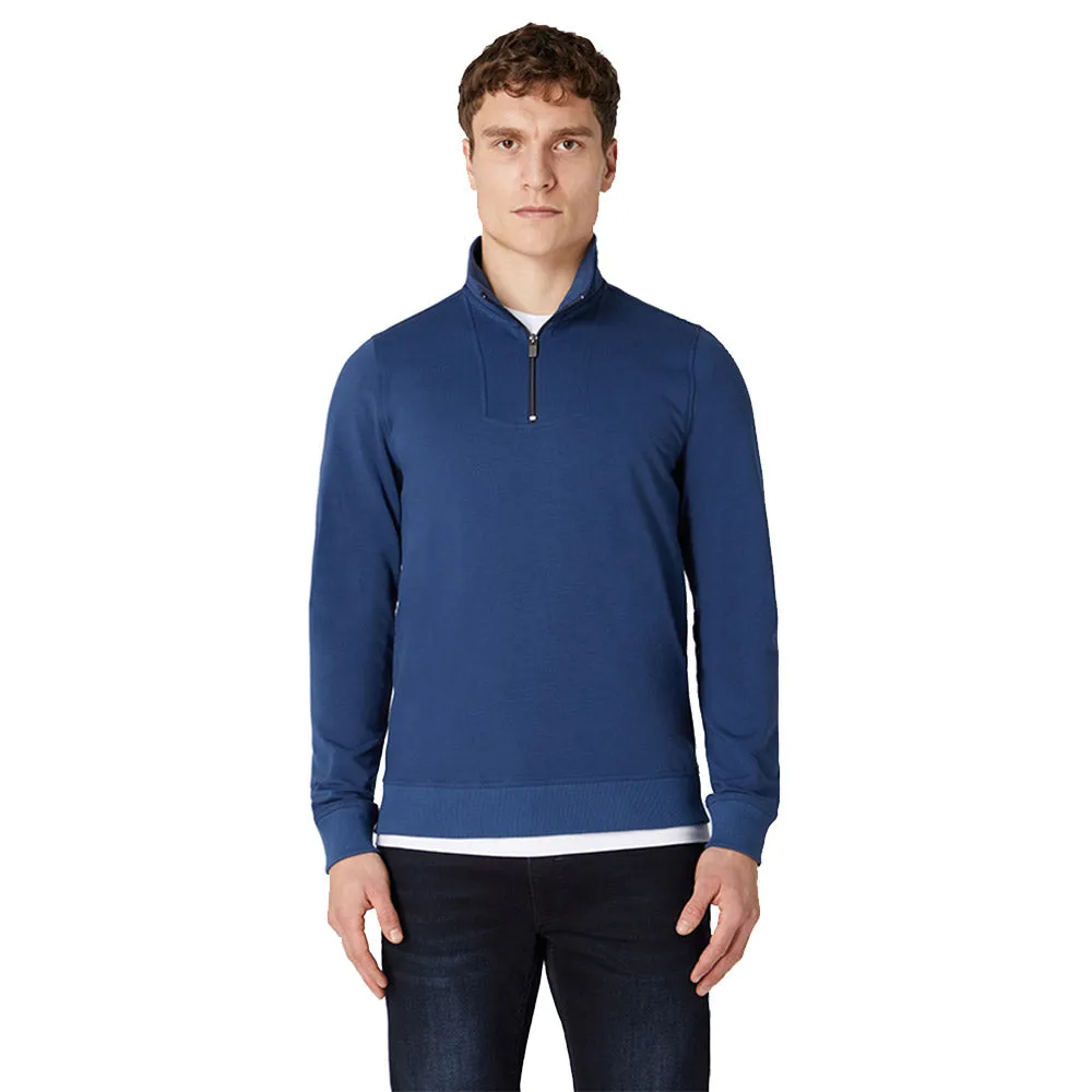 Remus Uomo Cotton-Stretch Half-Zip Sweatshirt - Navy