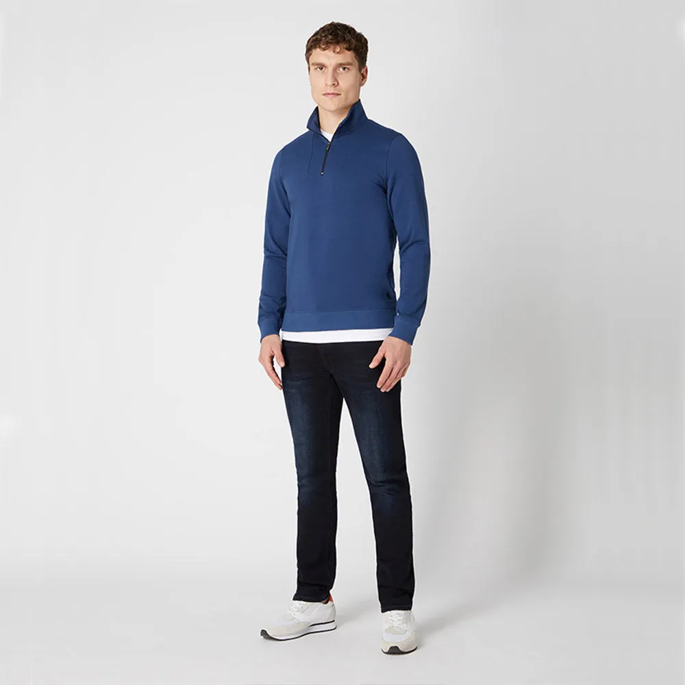 Remus Uomo Cotton-Stretch Half-Zip Sweatshirt - Navy