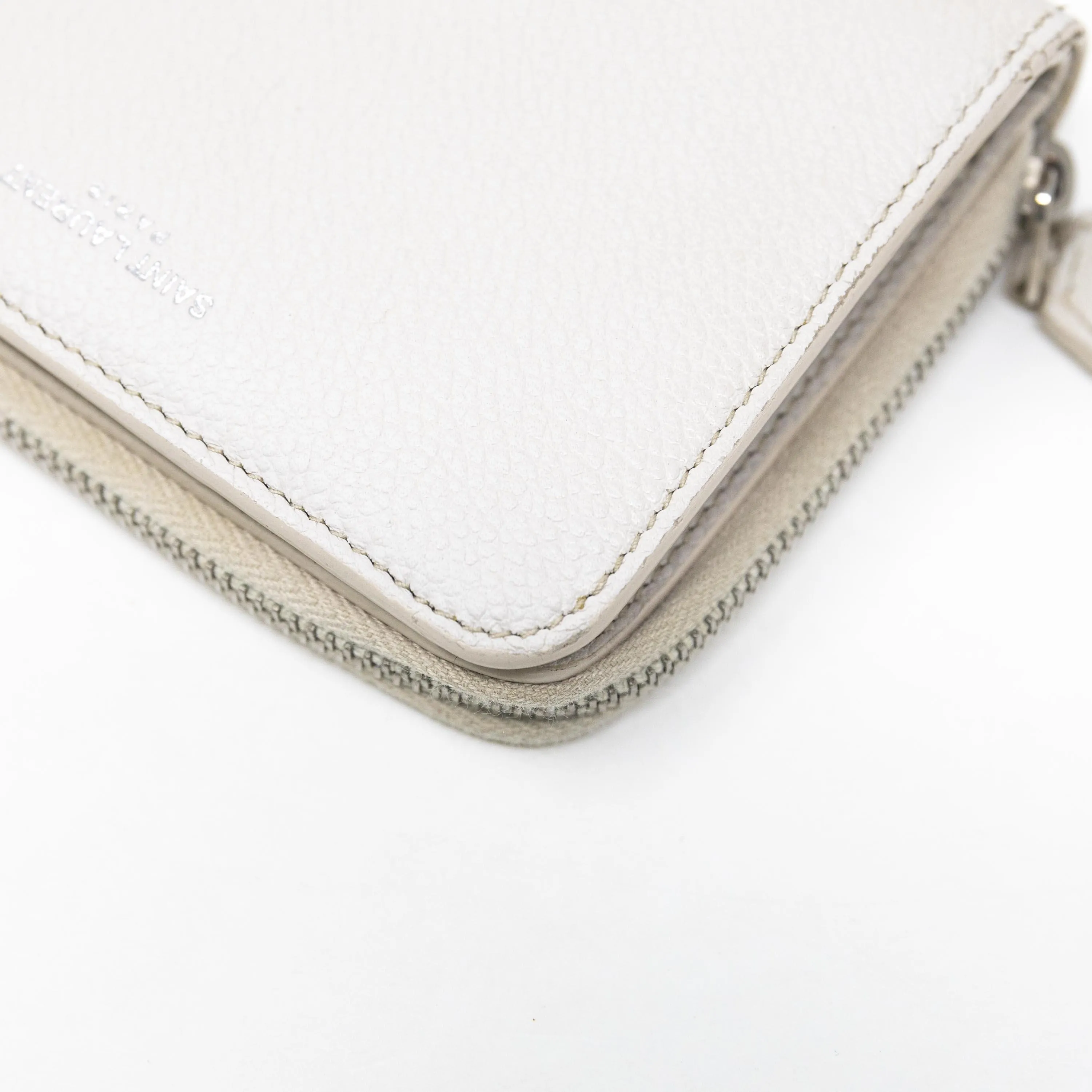 Saint Laurent White Compact Wallet