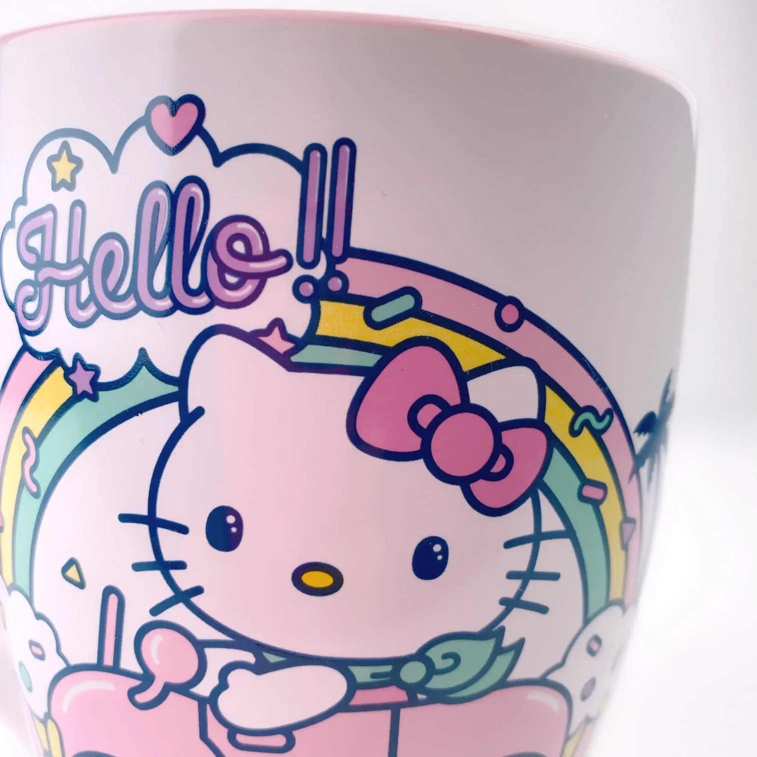 Sanrio Hello Kitty Driving Rainbow on Sprinkle Tall Big Mug - Pink