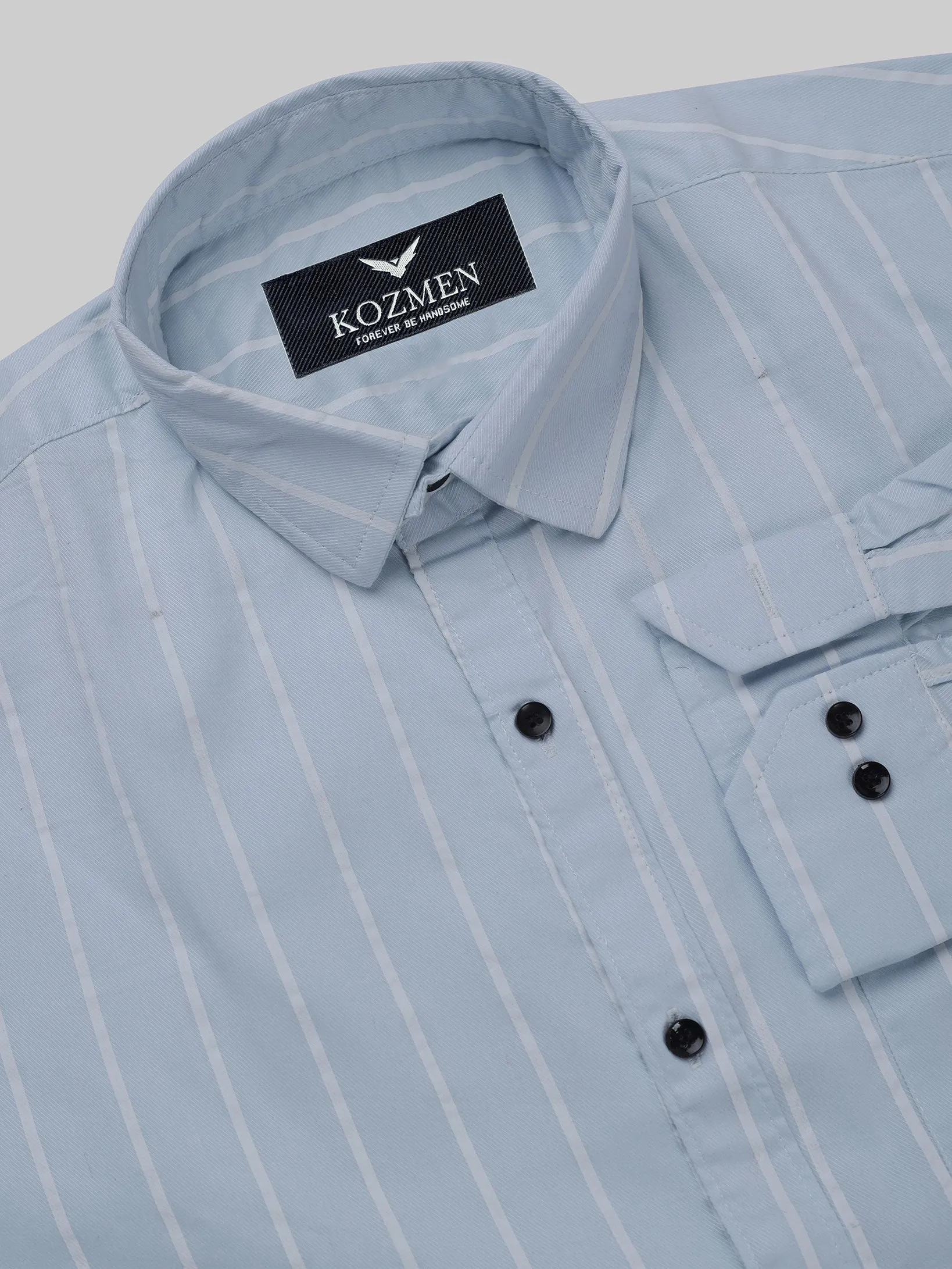 Sky Blue And White Authentic Stripe Casual Shirt