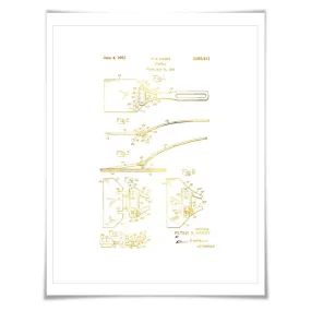 Spatula Patent Drawing Illustration Gold Foil Art Print. 7 Foil Colours. Vintage Poster Cooking Baking Kitchen Chef