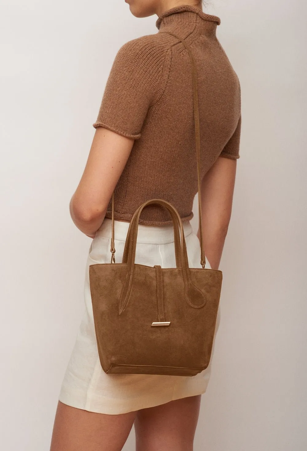 Sprout Tote Mini Chestnut Suede