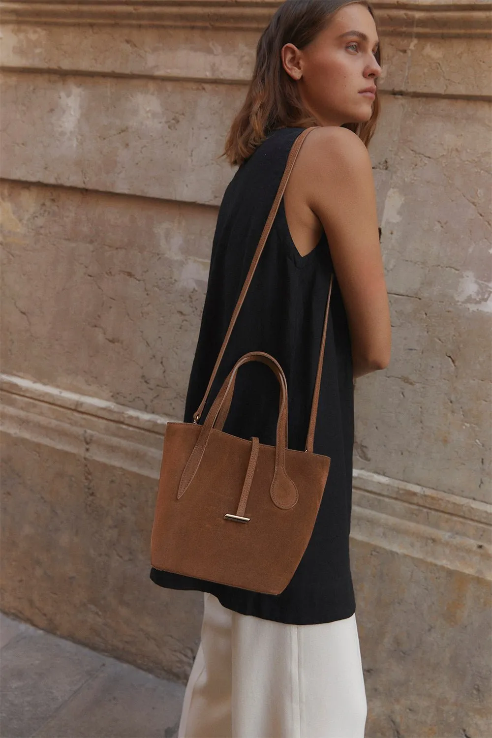 Sprout Tote Mini Chestnut Suede