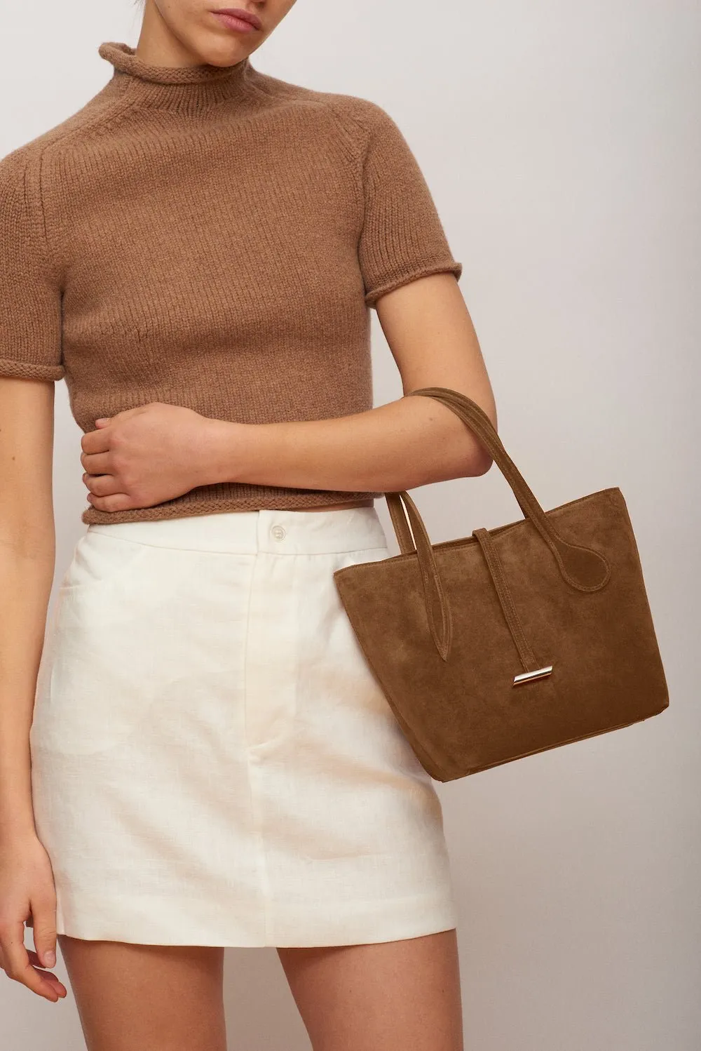 Sprout Tote Mini Chestnut Suede