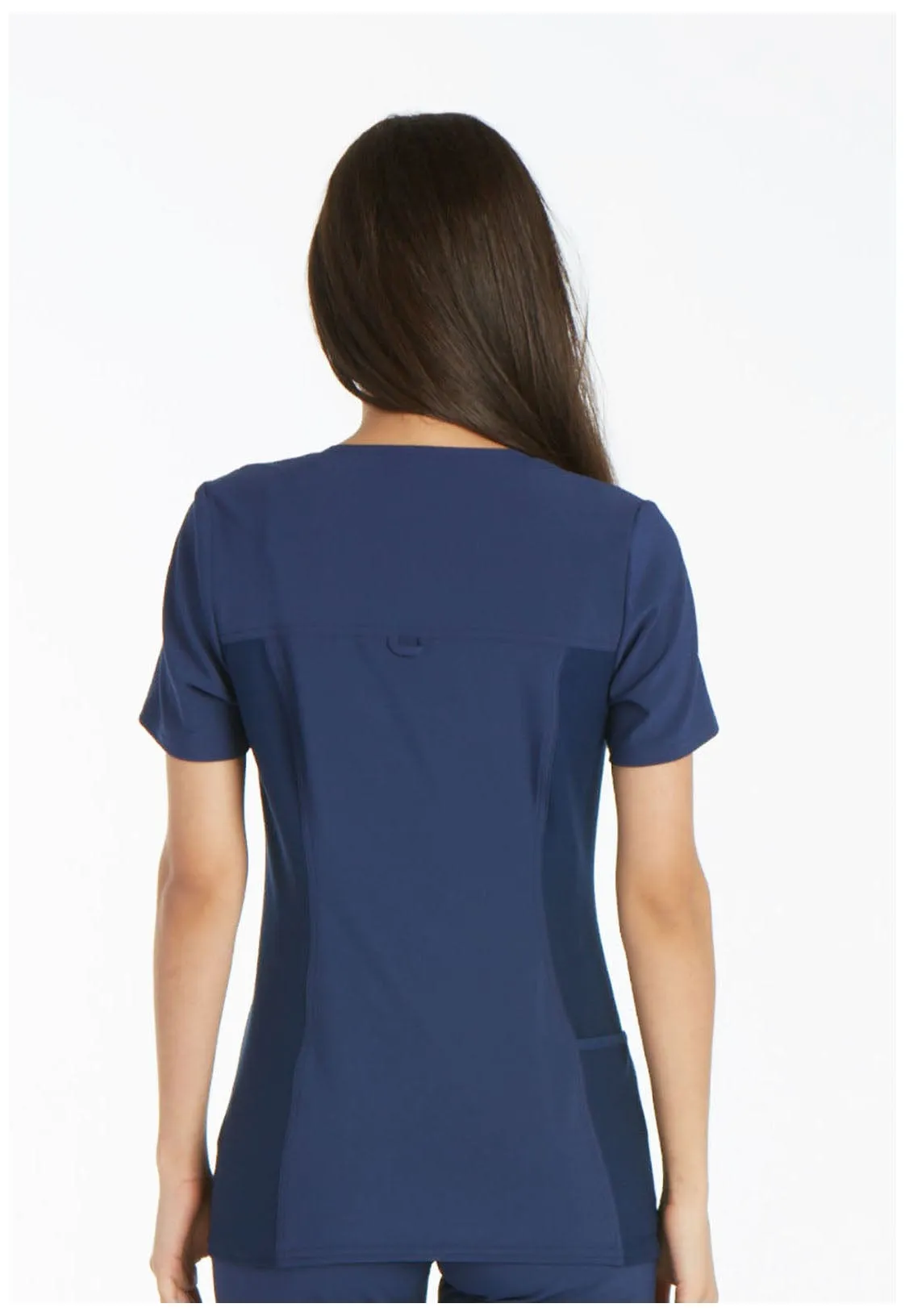 St George's iFlex V-Neck Knit Panel Top Navy STG-CK605NAV