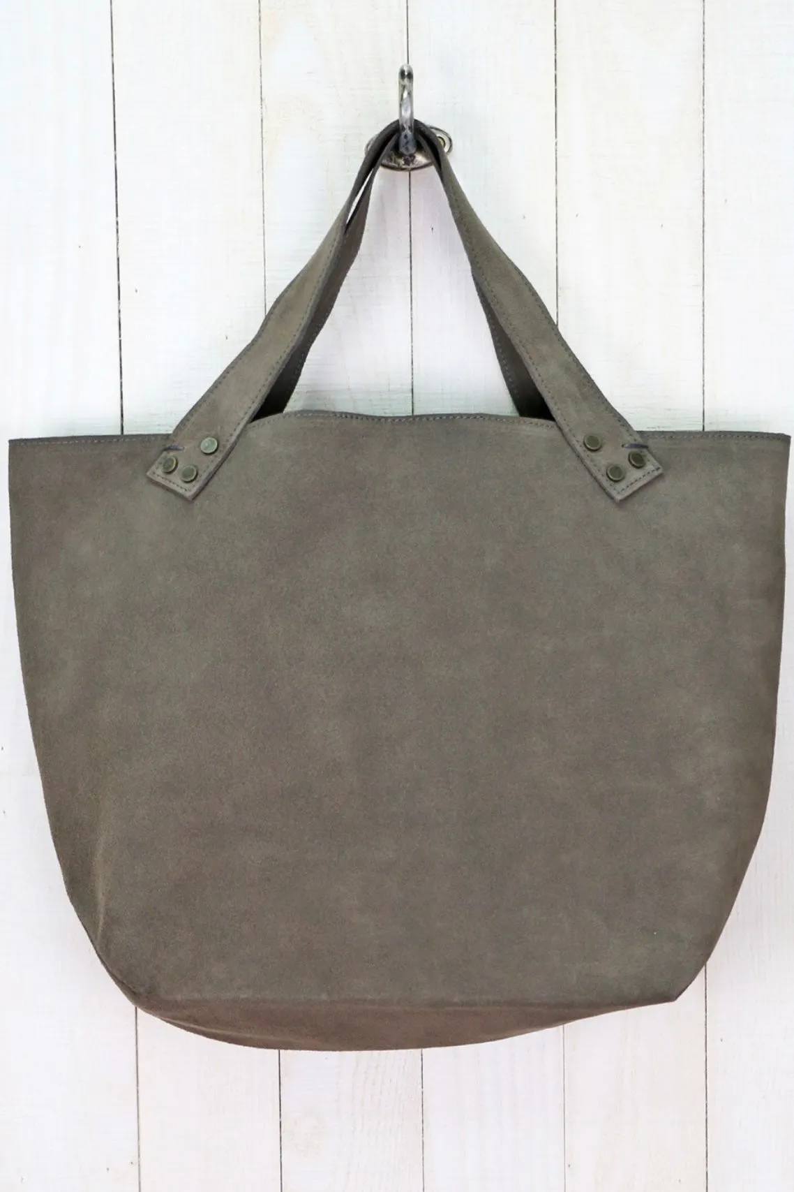 SUEDE LEATHER OLIVE TOTE