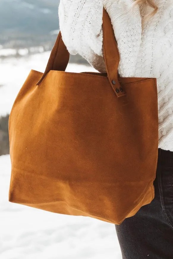 SUEDE LEATHER OLIVE TOTE