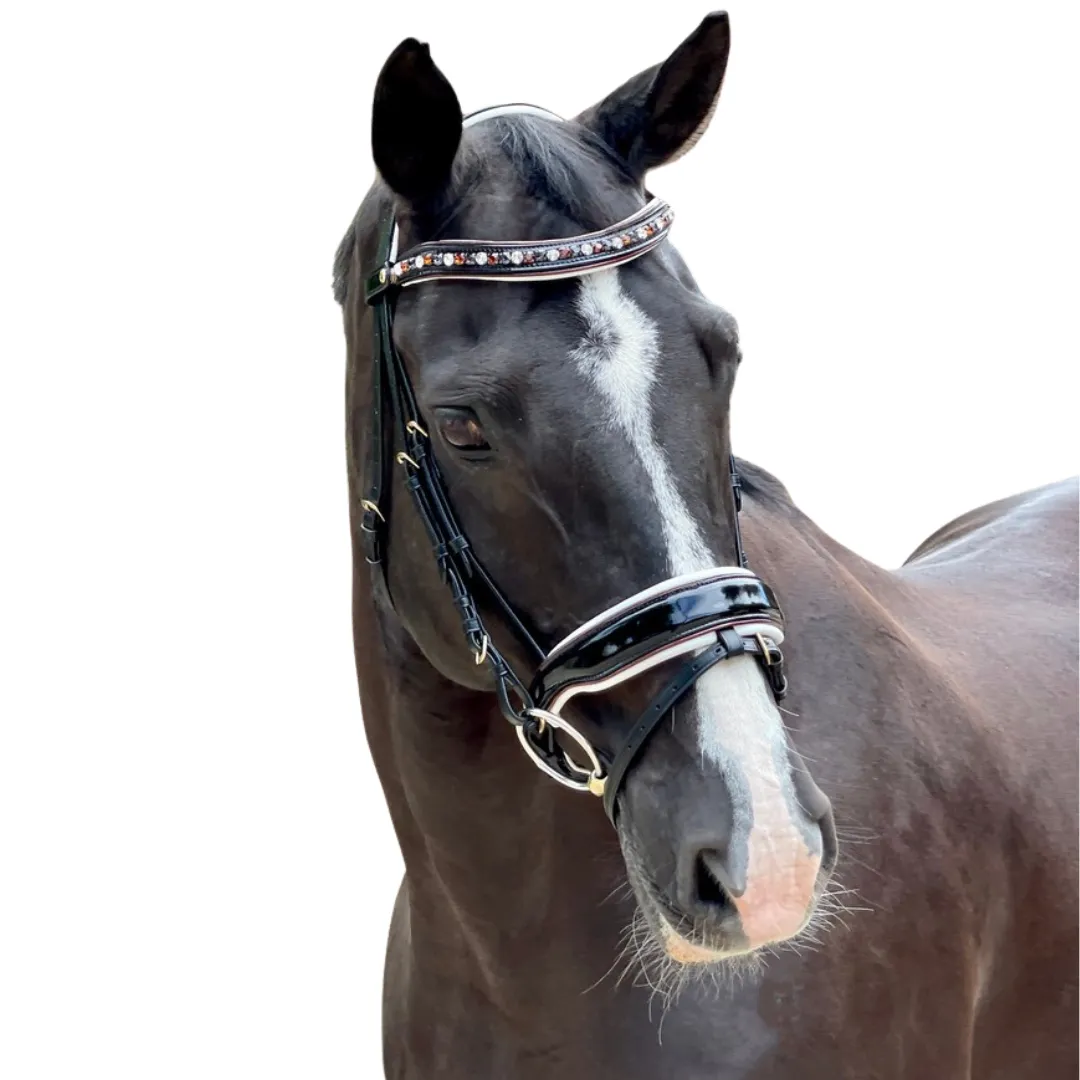 Taos Black Patent Leather Snaffle Bridle