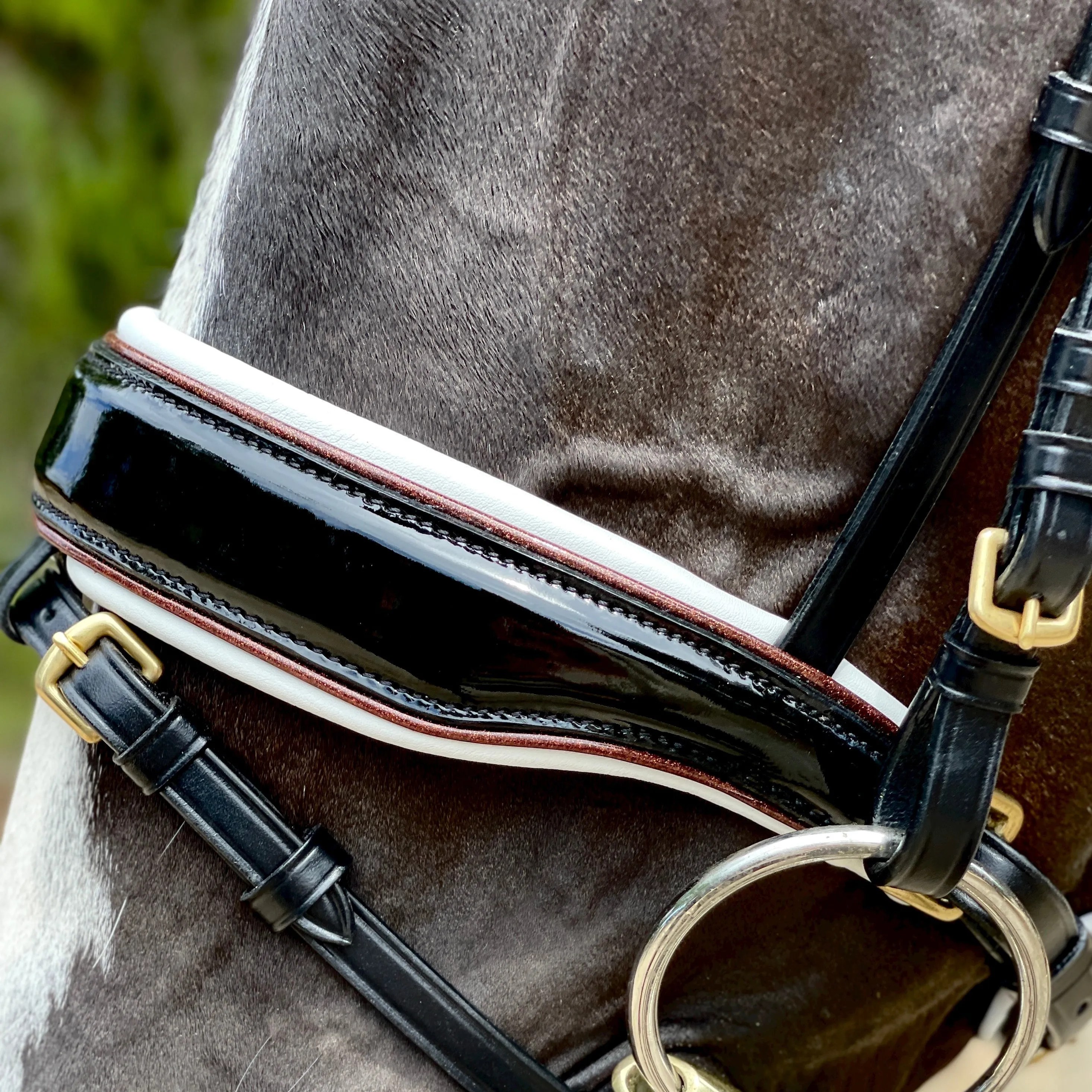 Taos Black Patent Leather Snaffle Bridle