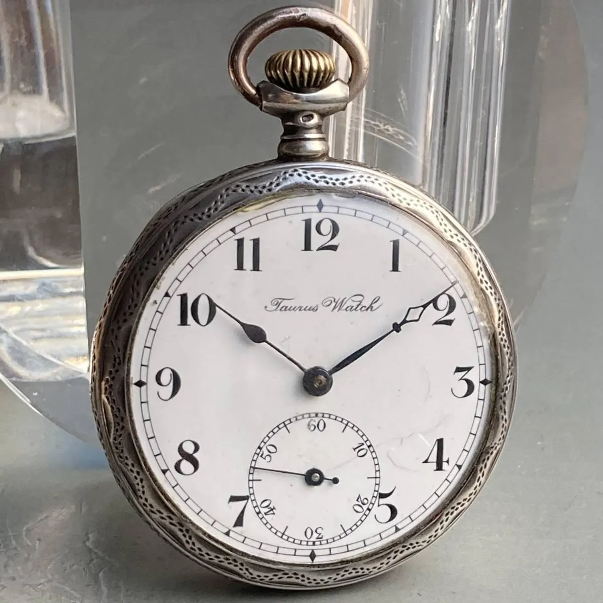 Taurus Pocket Watch Antique Manual 43mm Vintage Pocket Watch German Silver