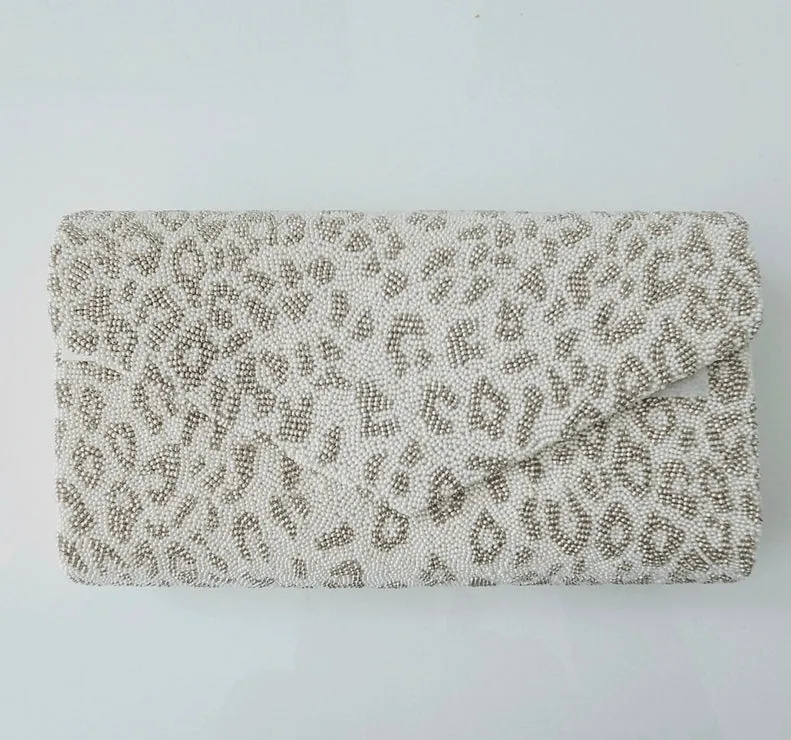 Tiana Designs Handmaded Beaded Cheetah Clutch