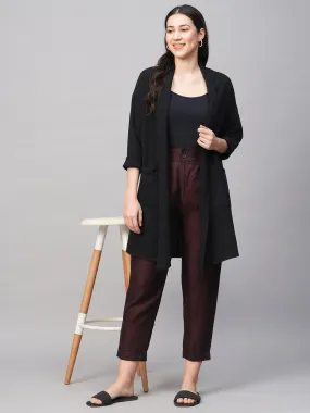 Women's Black Cotton Regular Fit Shrug