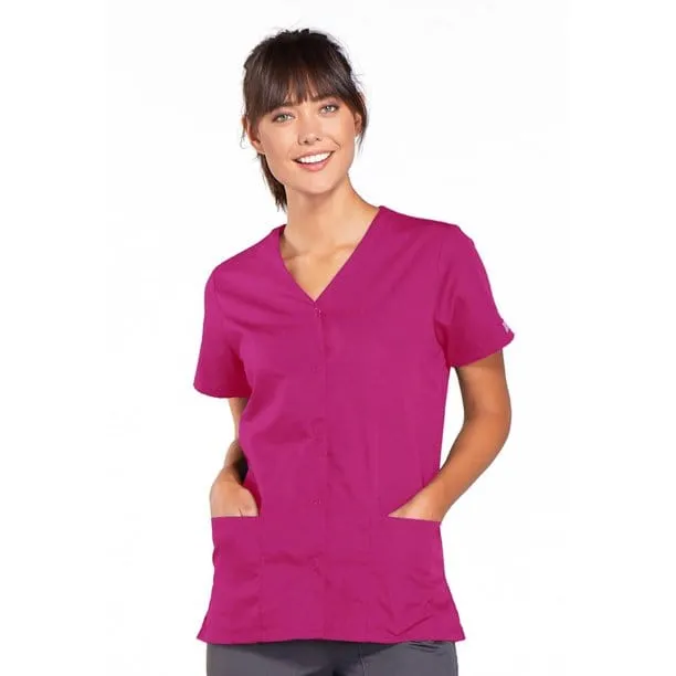 WW Originals Snap Front V-Neck Womens Scrub Top 4770