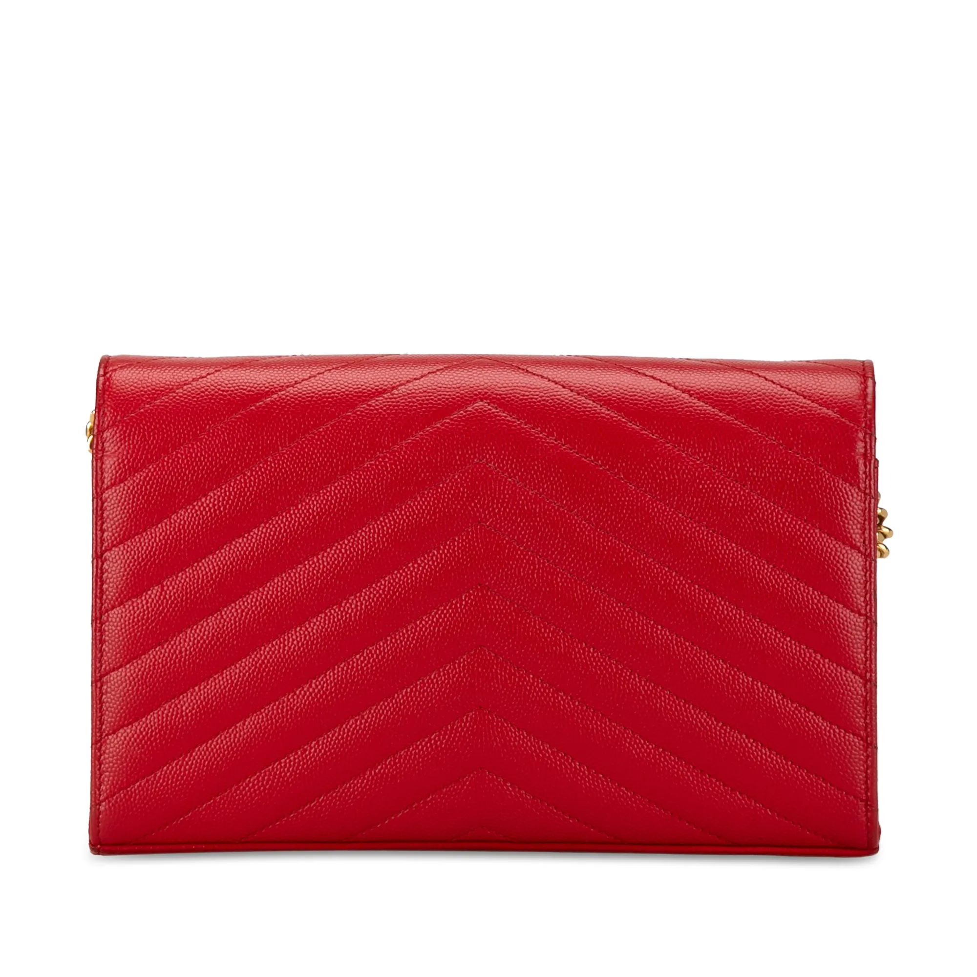 Yves Saint Laurent Envelope Wallet on Chain Red Leather