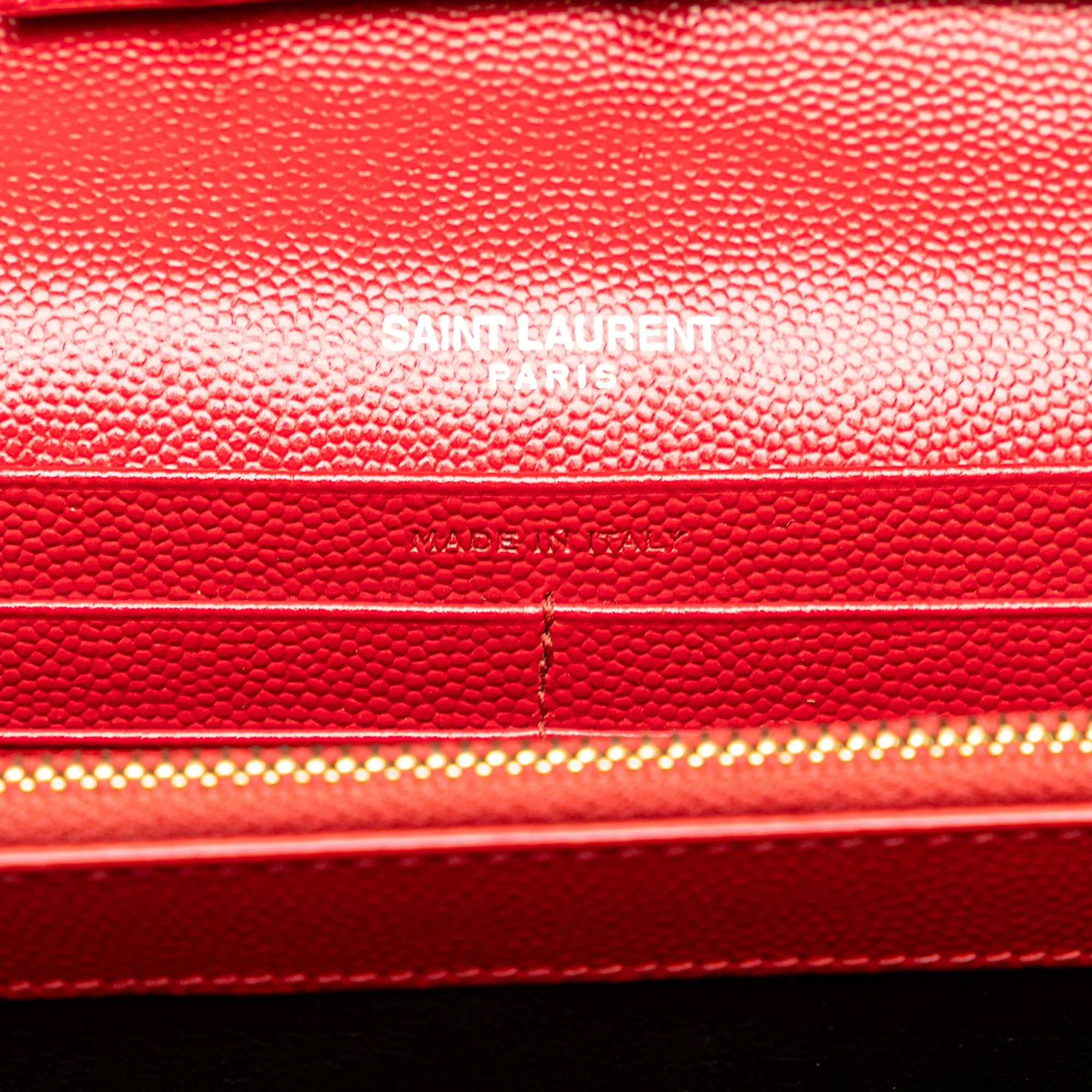 Yves Saint Laurent Envelope Wallet on Chain Red Leather